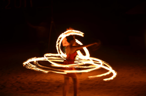 block party fire dancer