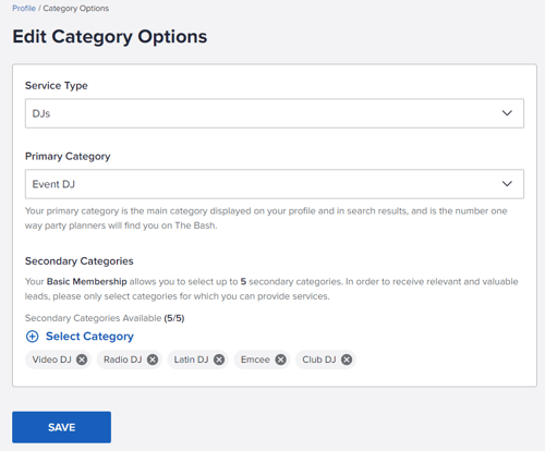 Category Selection